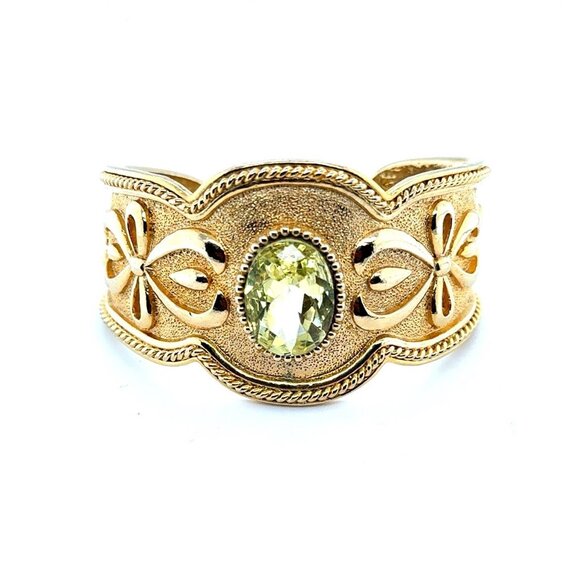 Green Stone Gold Cuff - Picture 1 of 8